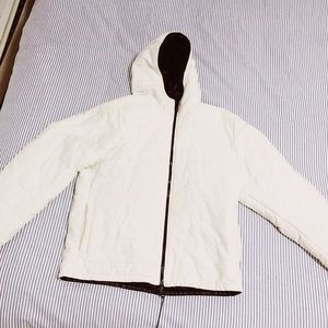 White/black reversible waterproof puffer jacket